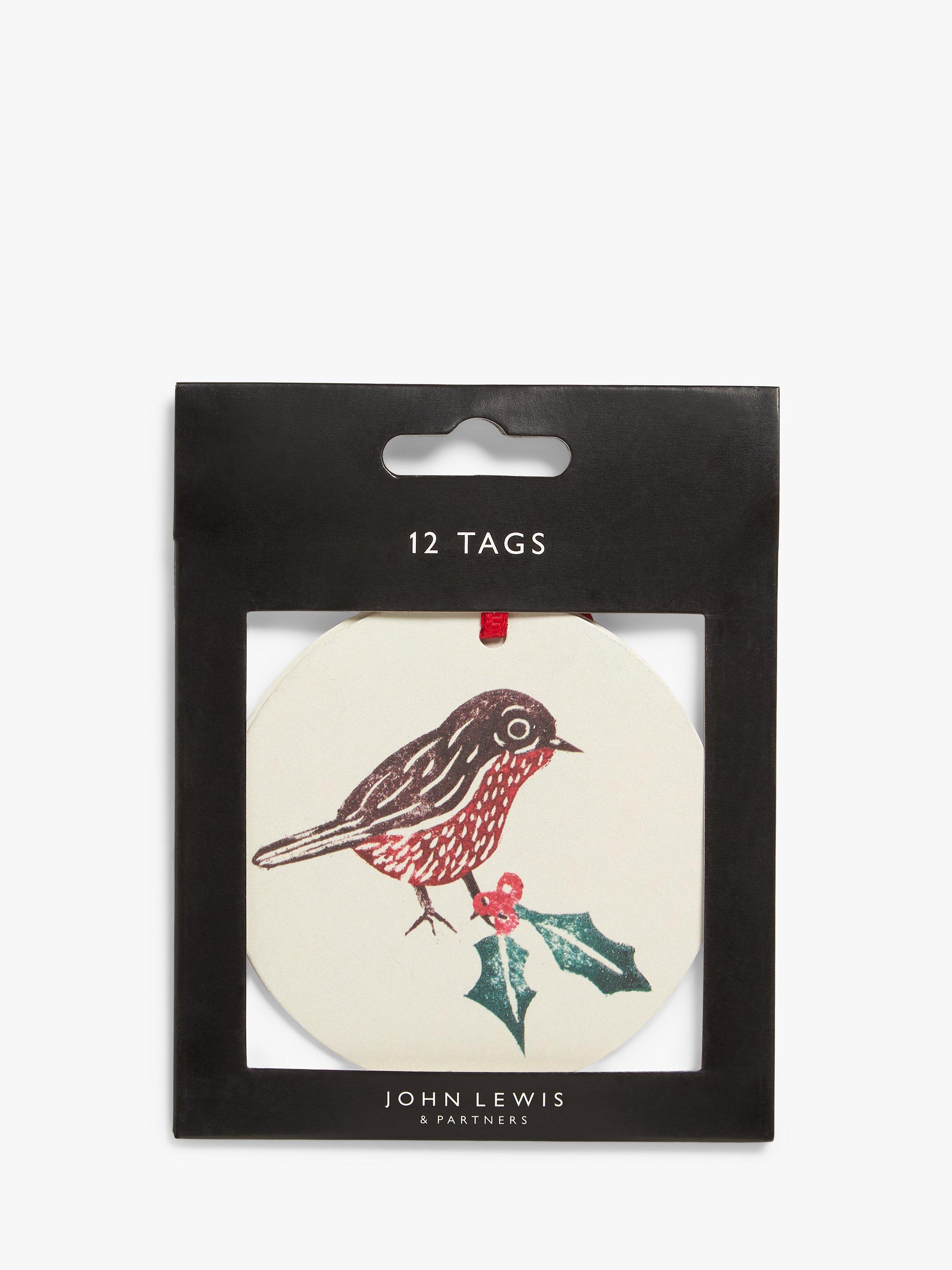 John Lewis Christmas Cottage Robin Gift Tags, Pack of 12