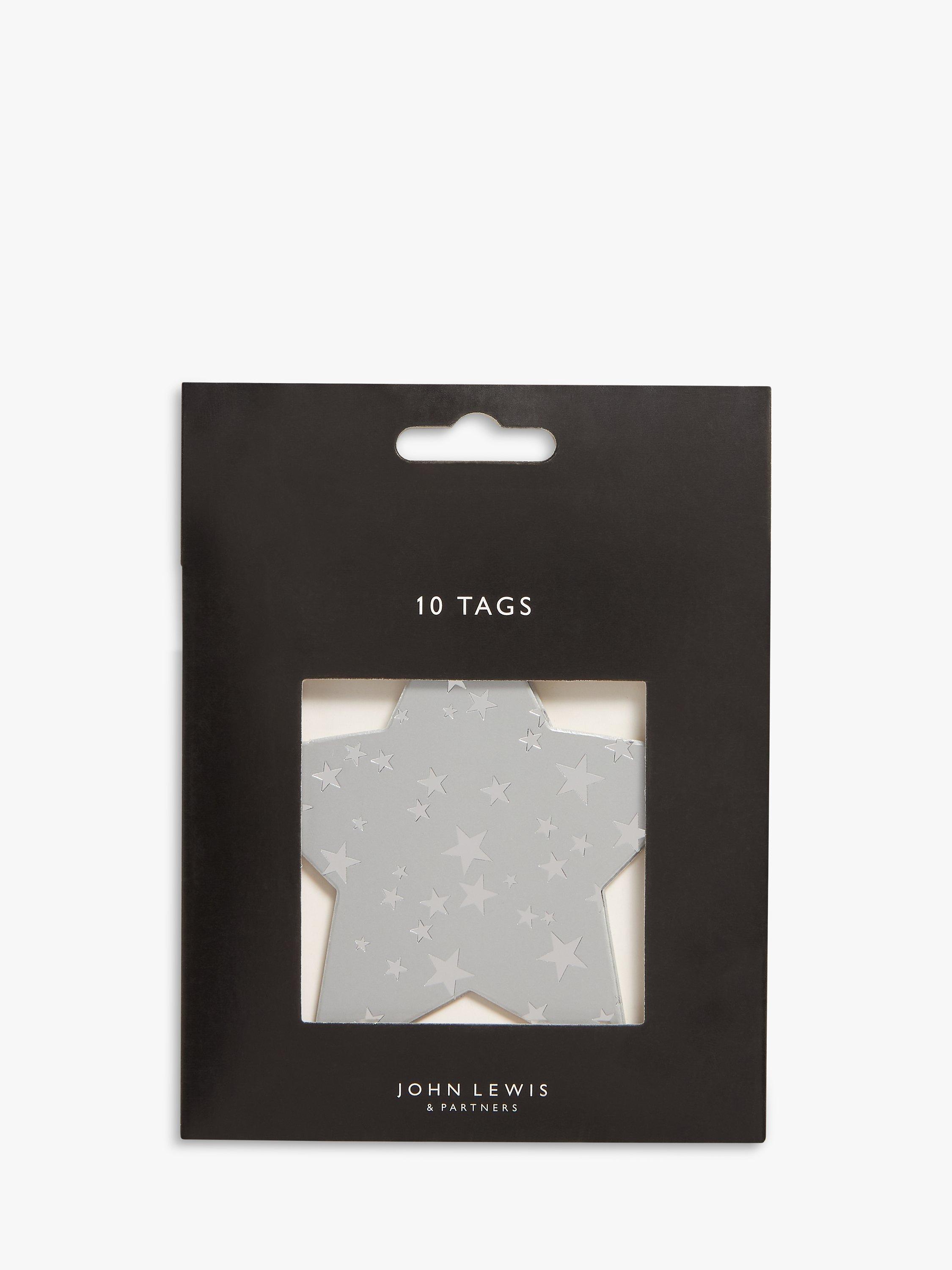 John Lewis Beyond Christmas Silver Star Gift Tags, Pack of 10
