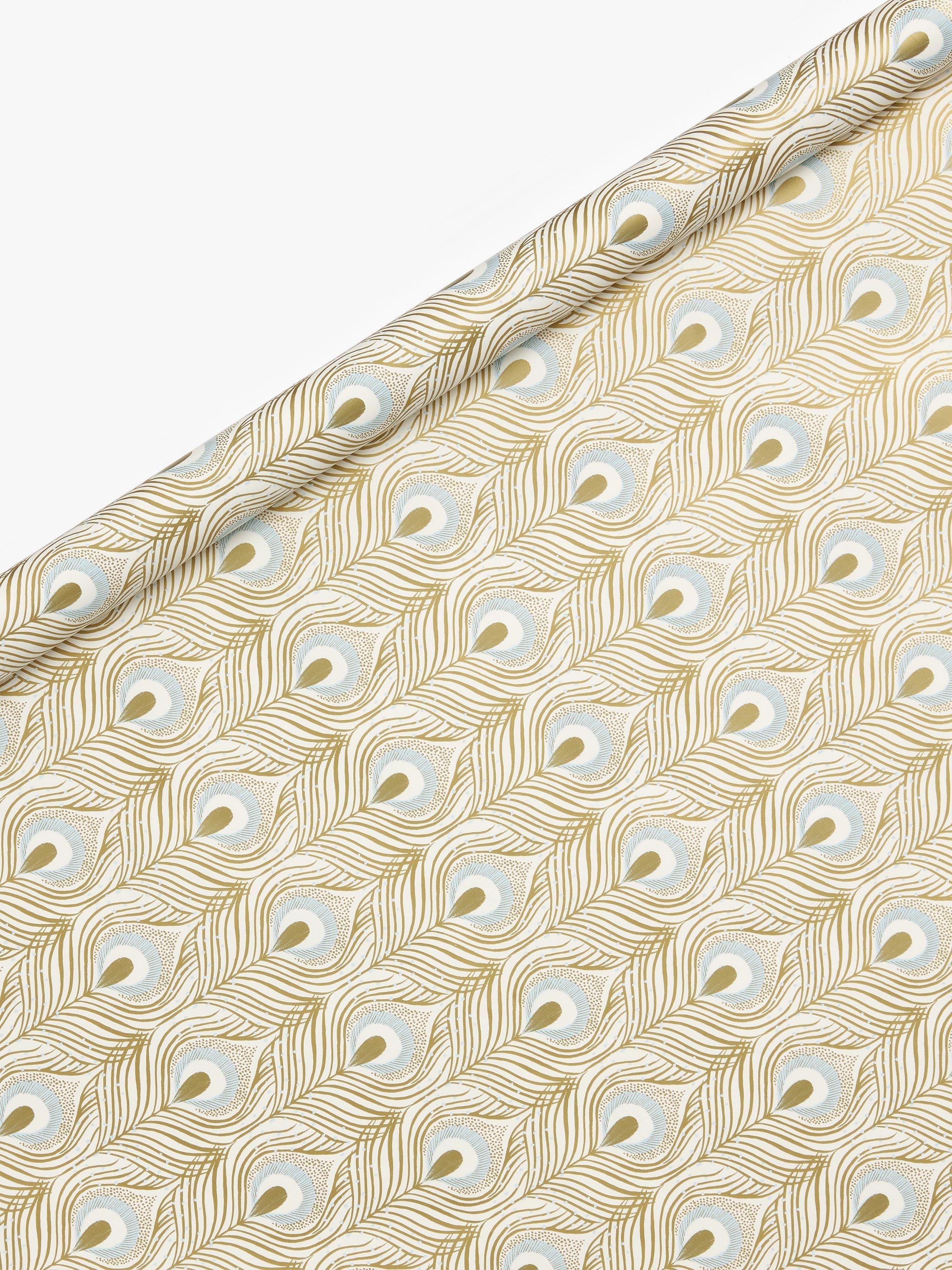 John Lewis Winter Fairytale Peacock Feather Gift Wrap, 10m