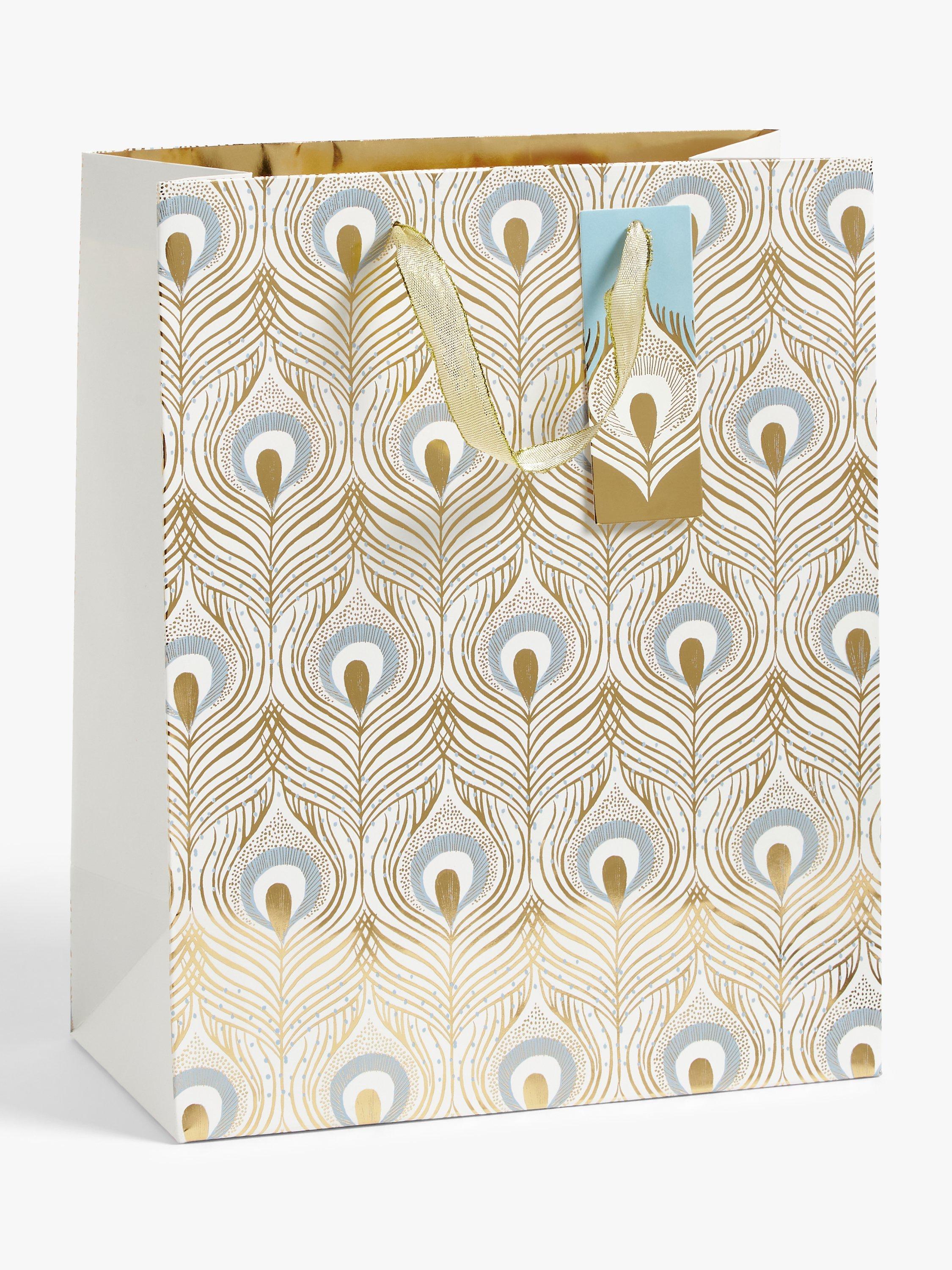 John Lewis Winter Fairytale Peacock Feather Gift Bag, Medium