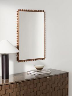 John Lewis Bobbin Rectangular Wood Frame Wall Mirror, 85 x 60cm, Natural - view 2, Natural