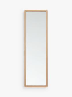 John Lewis Slim Solid Oak Wood Hall Mirror, 140 x 43cm, Natural Oak