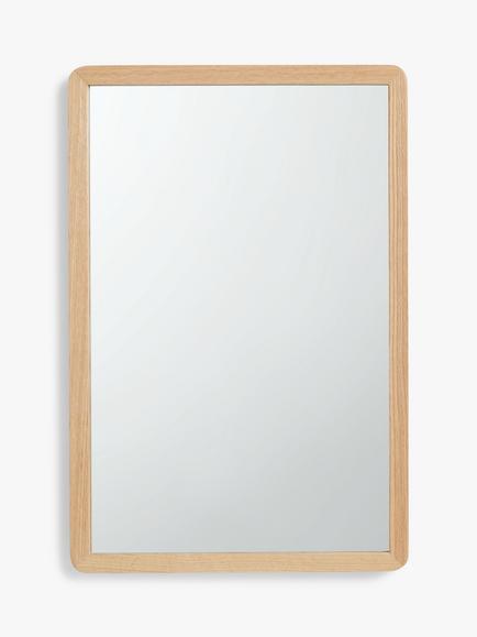 John Lewis Slim Solid Oak Wood Rectangular Wall Mirror, 75 x 50cm, Natural Oak