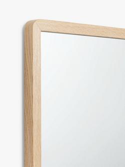 John Lewis Slim Solid Oak Wood Rectangular Wall Mirror, 75 x 50cm - view 2, Natural Oak