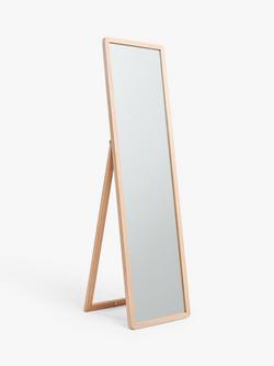 John Lewis Slim Solid Oak Wood Full-Length Cheval Mirror, 160 x 42cm, Natural Oak