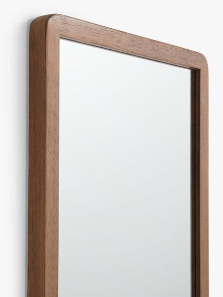 John Lewis Slim Solid Oak Wood Hall Mirror, 140 x 43cm - view 2, Walnut