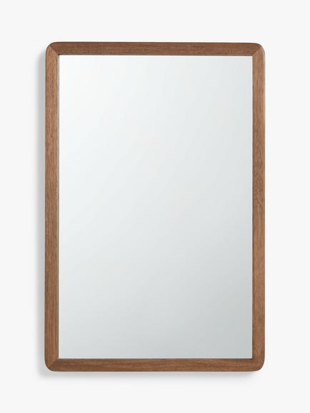 John Lewis Slim Solid Oak Wood Rectangular Wall Mirror, 75 x 50cm, Walnut