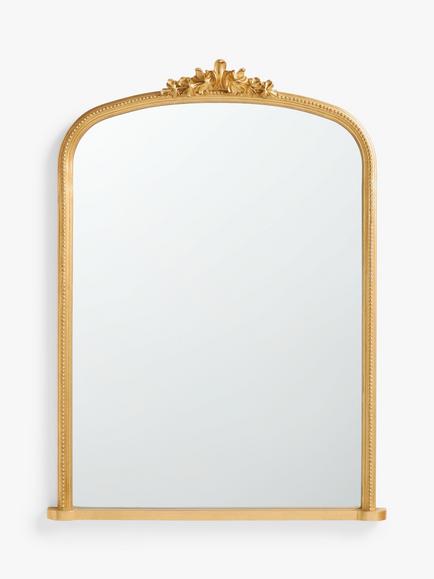 John Lewis Vintage Ornate Wood Frame Overmantel Mirror, 85 x 115cm, Gold, Gold