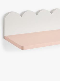 John Lewis Scalloped Wall Shelf - view 2, Pink/Grey