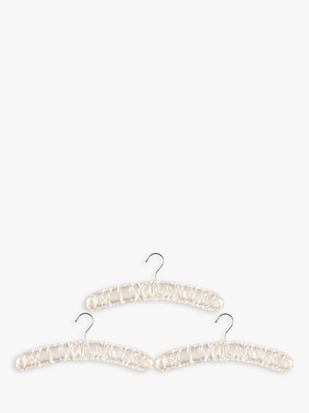 John Lewis Padded Satin Clothes Hangers, Set of 3, White, White