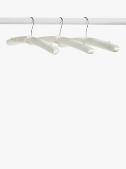 John Lewis Padded Satin Clothes Hangers, Set of 3, White - view 2, White