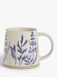 John Lewis Woodland Floral Glazed Stoneware Garden Mug, 450ml, Beige/Blue