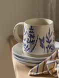 John Lewis Woodland Floral Glazed Stoneware Garden Mug, 450ml, Beige/Blue