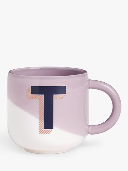 John Lewis Alphabet Fine China Mug, T