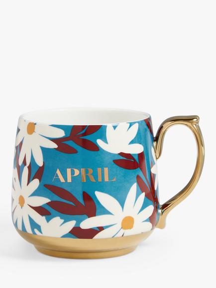 John Lewis Birthday Flower Fine China Mug, 434ml, April