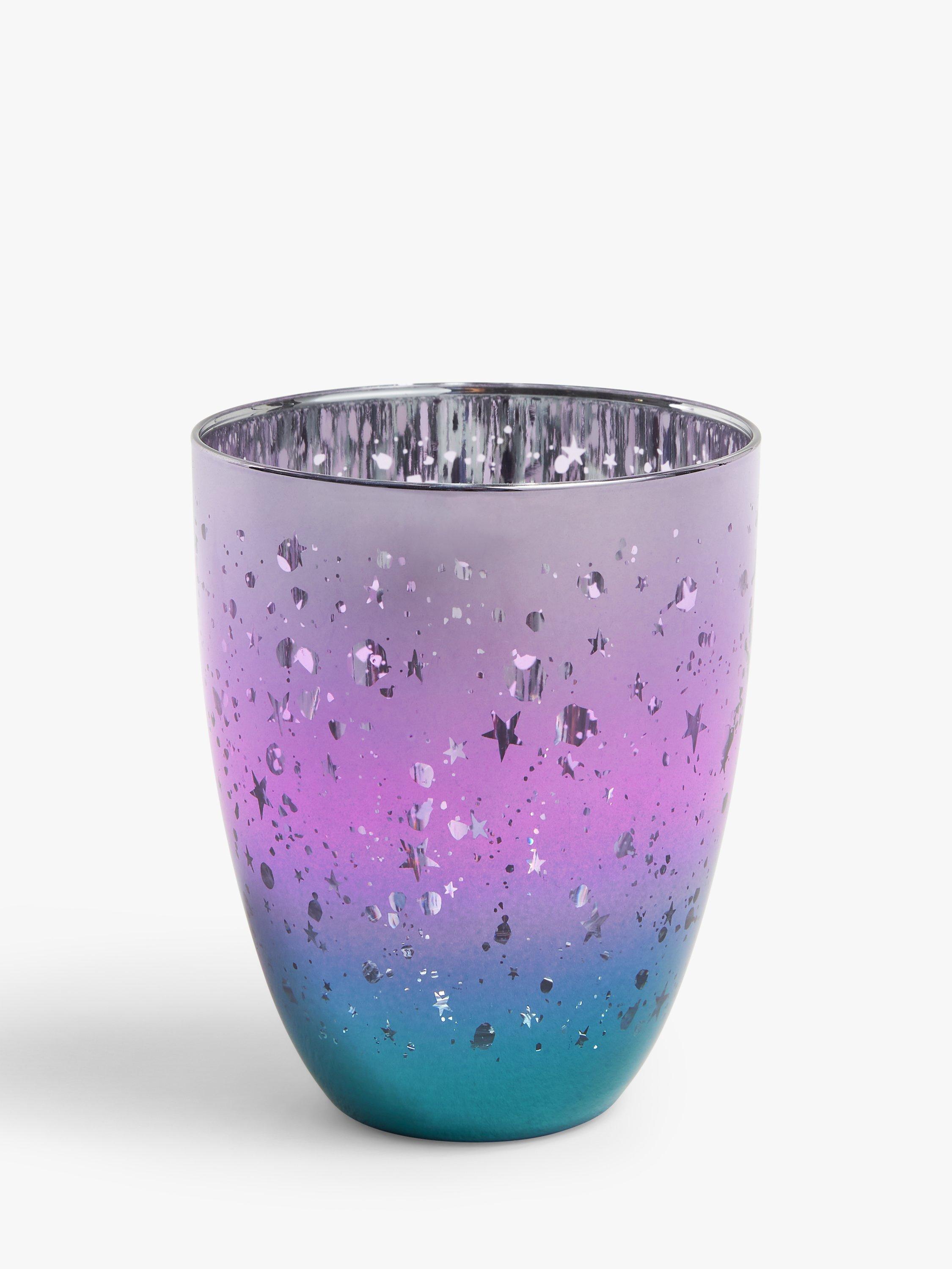 John Lewis Splatter Stars Metallic Glass Tumbler, 350ml, Pink/Multi