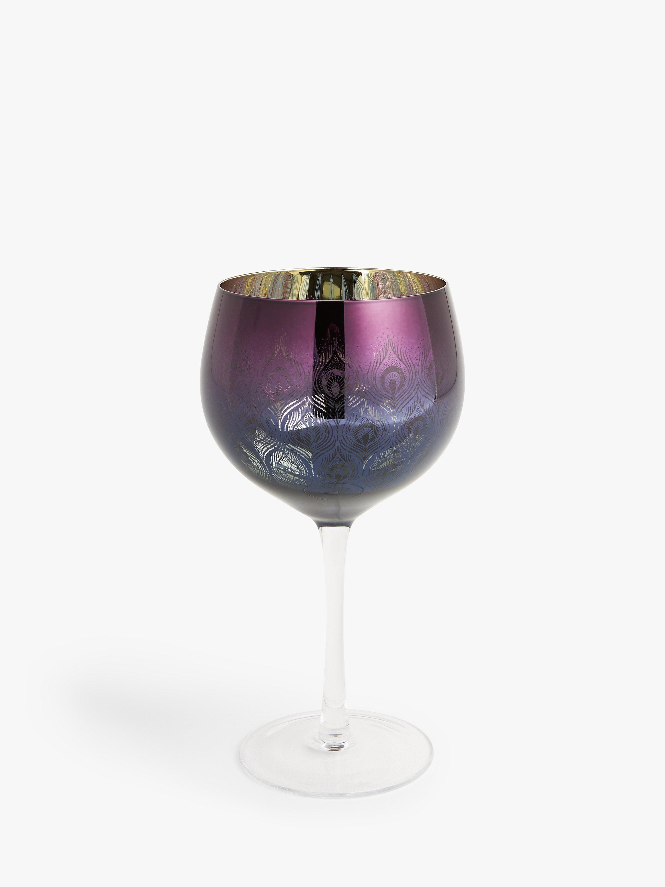 John Lewis Peacock Metallic Gin Cocktail Glass, 700ml, Maroon/Gold