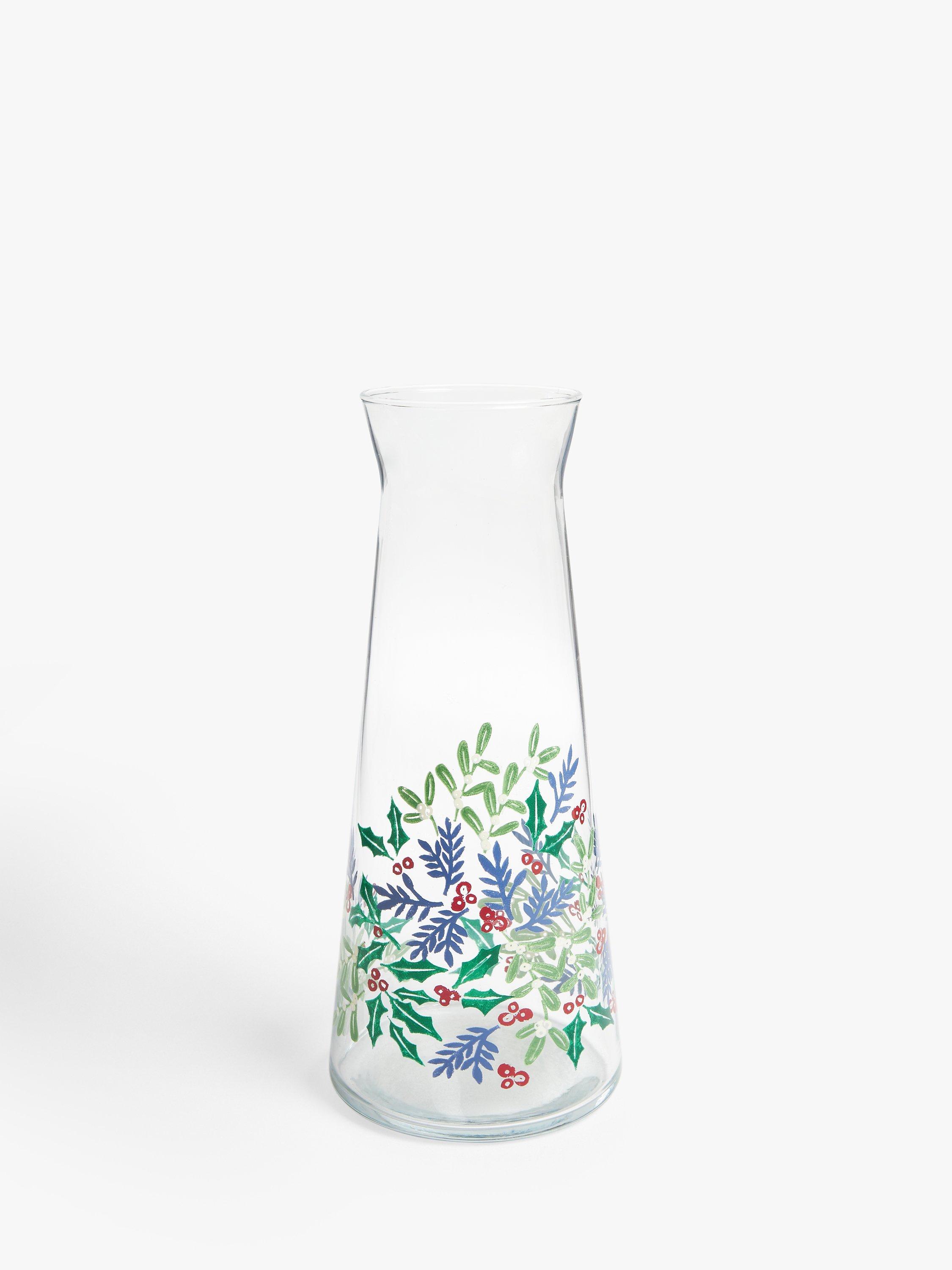 John Lewis Winter Foliage Glass Carafe, 1.1L, Clear/Green