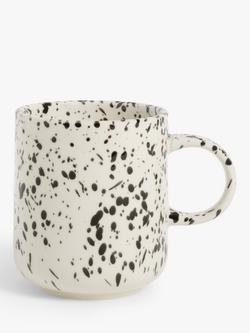 John Lewis Hand Painted Speckled Stoneware Mug, 300ml, Black
