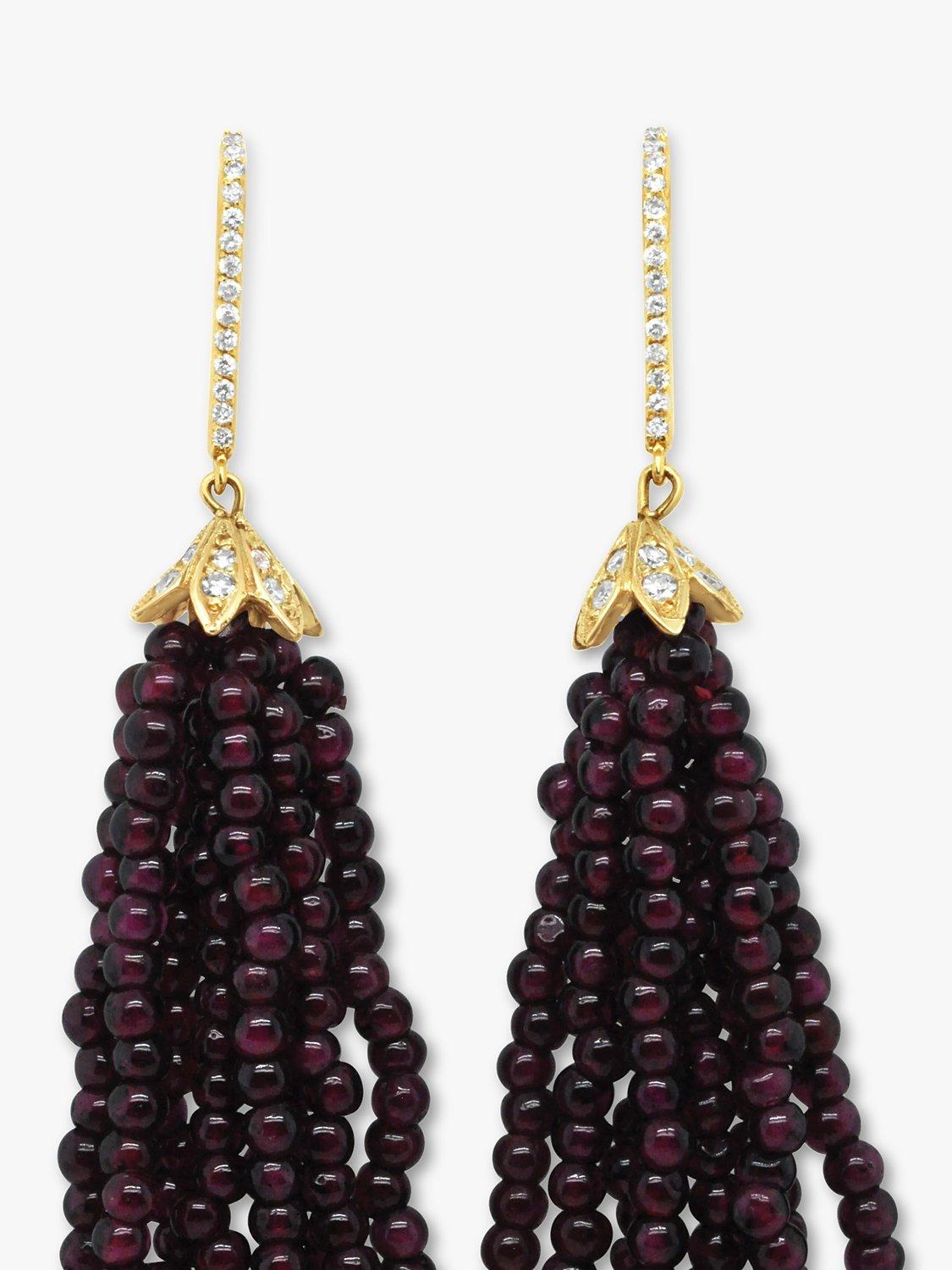 Product image 3 of 5, which shows Milton & Humble Jewellery Pre-Loved 14ct Gold Diamond and Garnet Drop Earrings