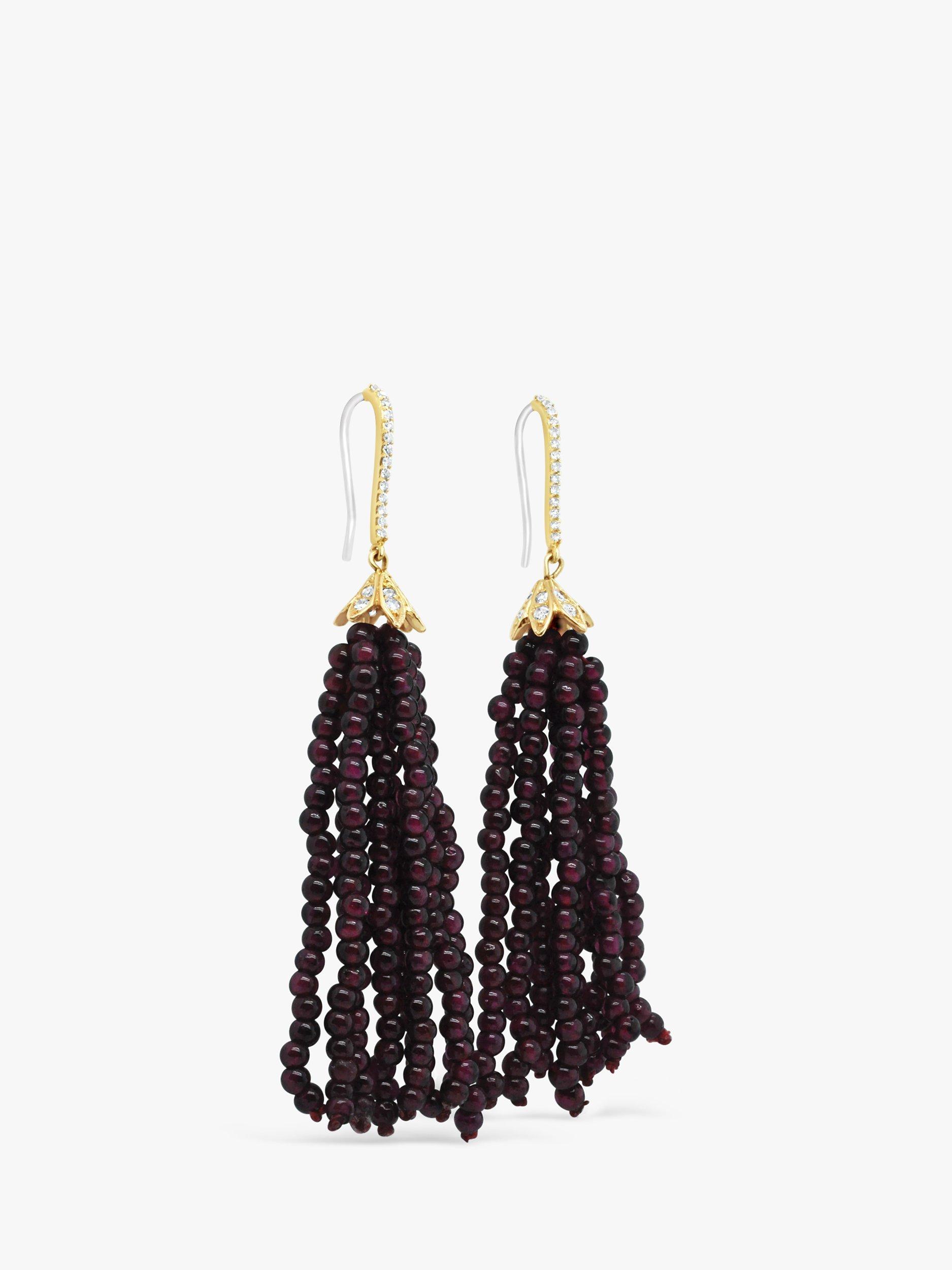Product image 4 of 5, which shows Milton & Humble Jewellery Pre-Loved 14ct Gold Diamond and Garnet Drop Earrings