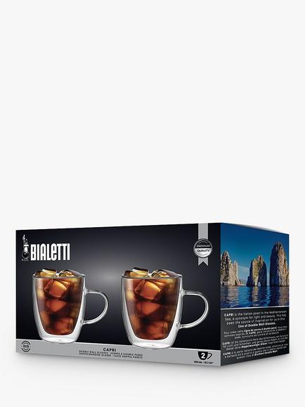 Bialetti Capri Double Walled Coffee Glasses, Set of 2, 350ml, Clear - view 2, Clear