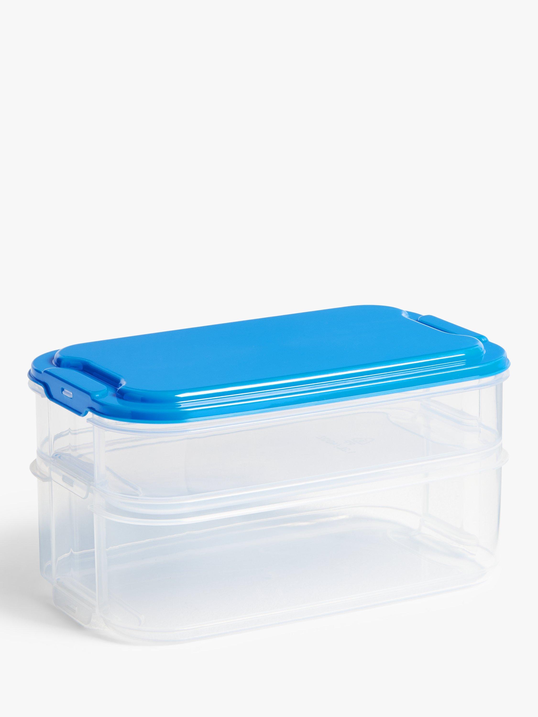 John Lewis Cold Cut Food Stacking Fridge Storage Plastic Containers & Lid, Set of 2