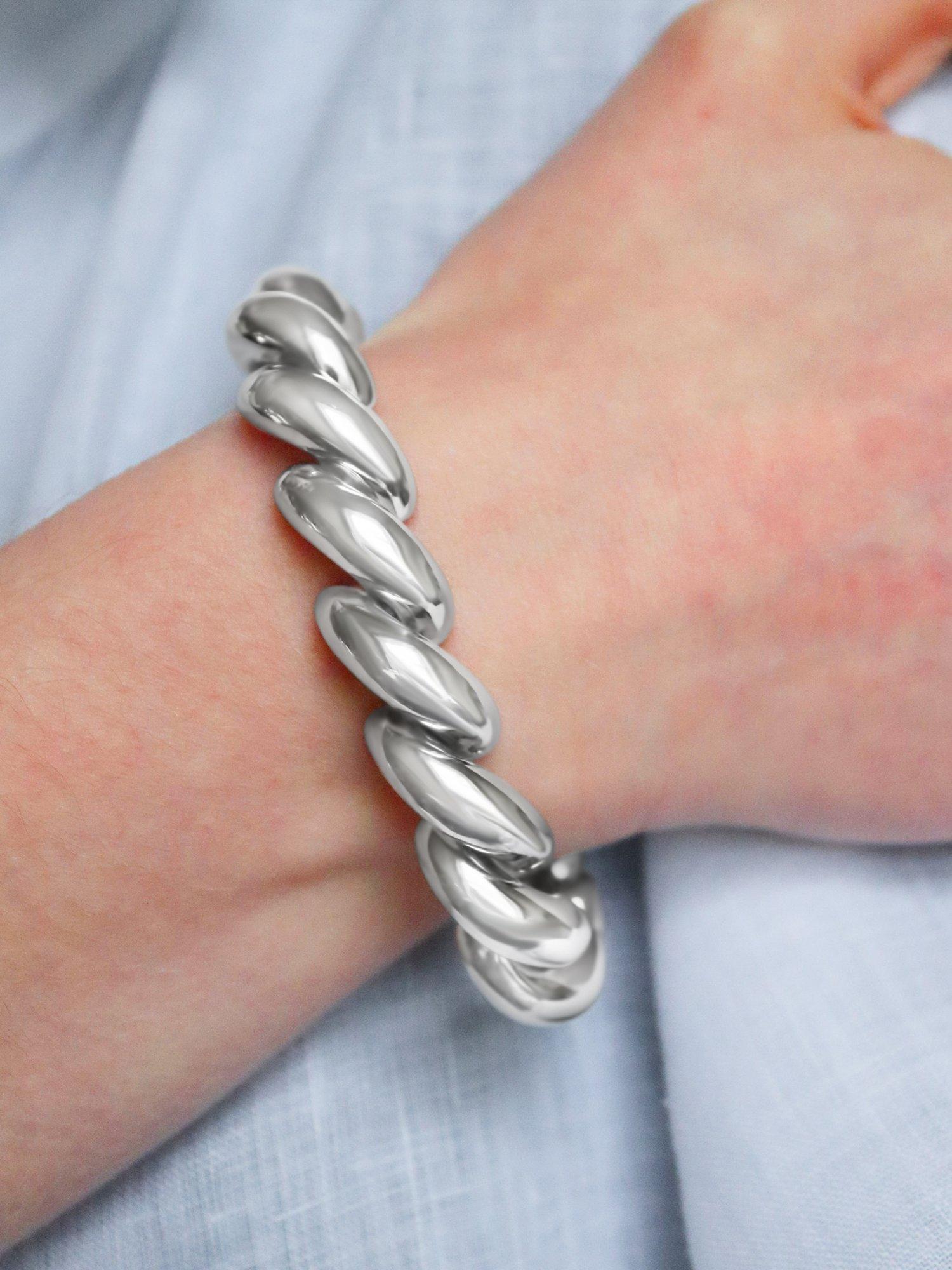 Product image 4 of 4, which shows Milton & Humble Jewellery Pre-Loved 9ct White Gold Chunky Bangle