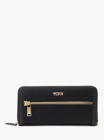 TUMI Voyageur Zip Around Continental Travel Wallet, Black/Gold