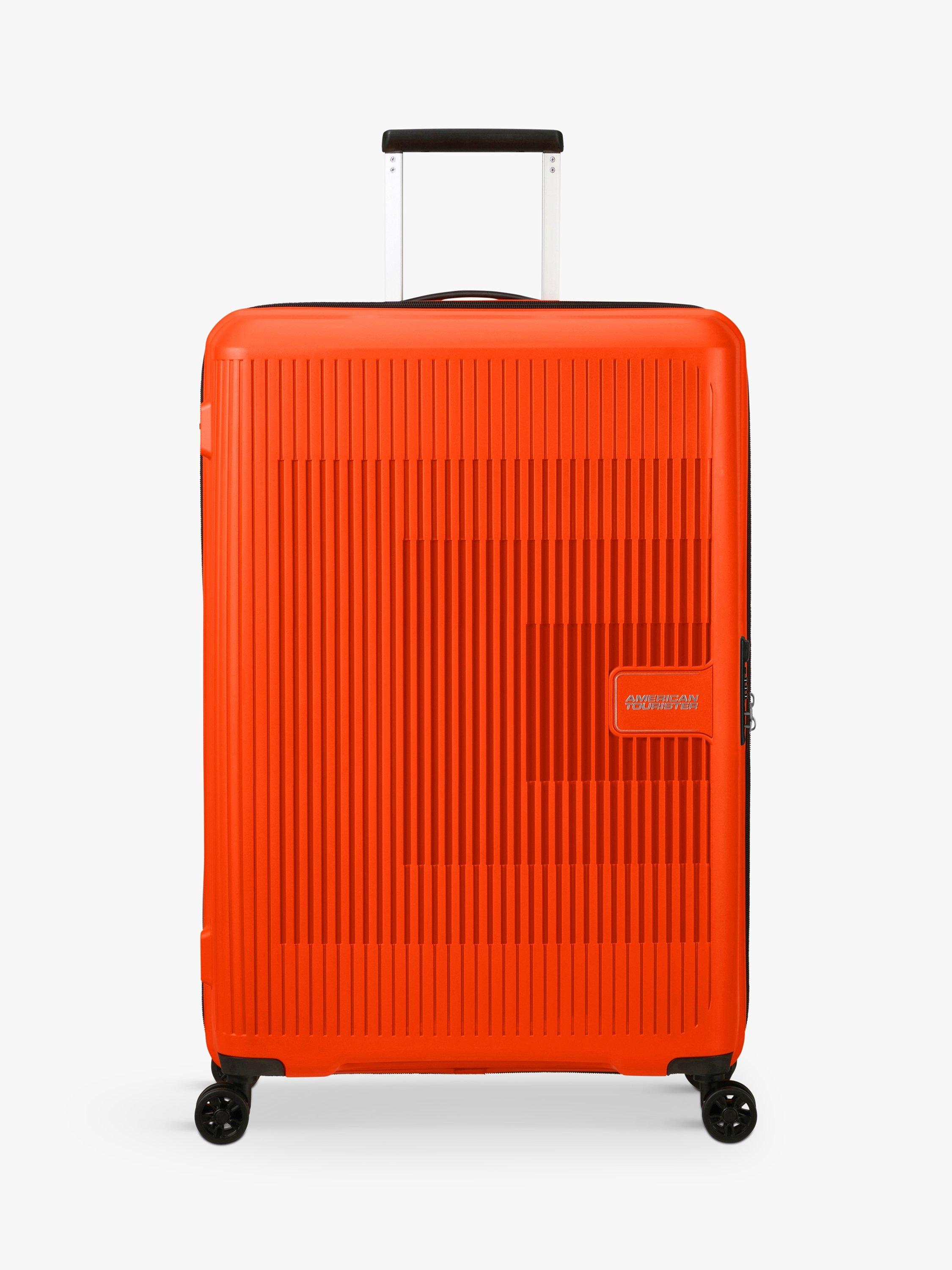 American Tourister Aerostep 4 Wheel 77cm Expandable Large Suitcase Bright Orange