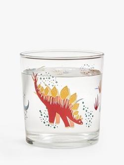 John Lewis Dinosaur Print Glass Tumbler, 380ml, Clear/Multi - view 2, Multi