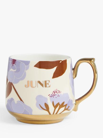 John Lewis Birthday Flower Fine China Mug, 434ml, June