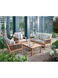 Laura Ashley Salcey Woven 4-Seater Teak Wood Garden Lounge Set, Natural