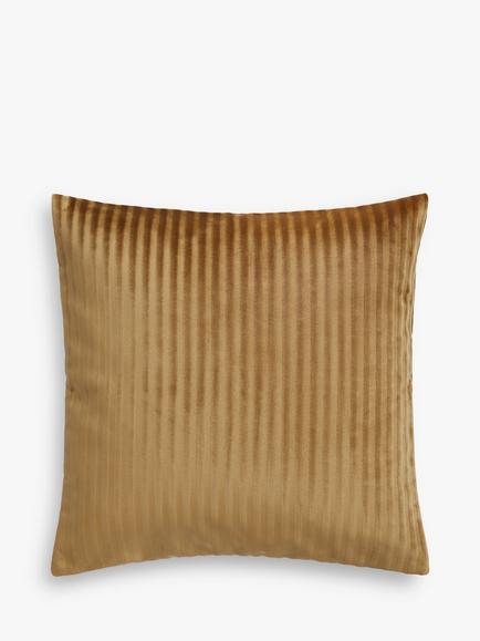 John Lewis Velvet Stripe Cushion, Bronze