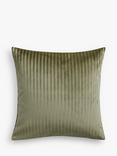 John Lewis Velvet Stripe Cushion, Avocado