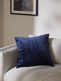 John Lewis Velvet Stripe Cushion - view 2, Navy