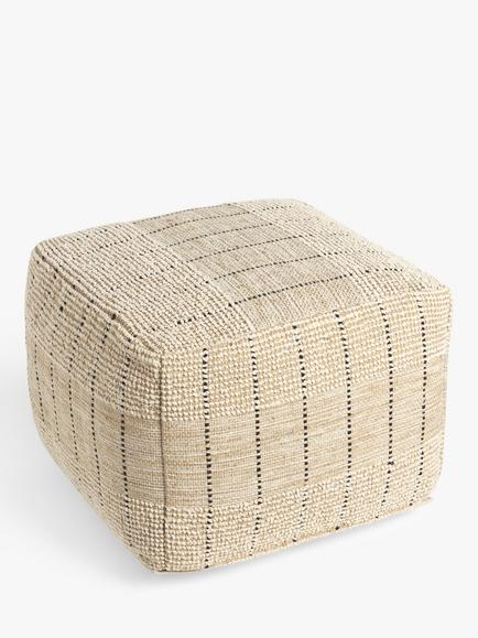 John Lewis Jute Woven Stripe Pouffe, Natural, Natural