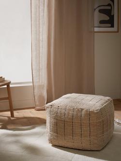 John Lewis Jute Woven Stripe Pouffe, Natural - view 2, Natural