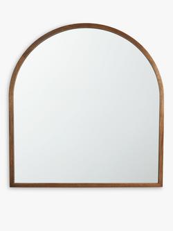 John Lewis Slim Solid Oak Wood Overmantel Mirror, 101 x 90cm, Walnut