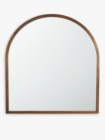 John Lewis Slim Solid Oak Wood Overmantel Mirror, 101 x 90cm, Walnut