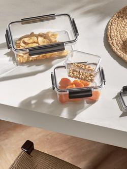 John Lewis Tritan Airtight Stackable Storage Container, 900ml, Clear/Black - view 2, Clear/Black