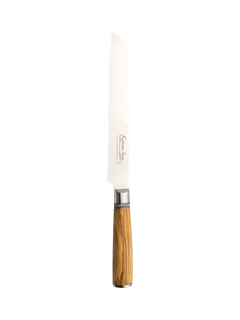 Katana Saya Olive Wood Handle Damascus Steel Blade Bread Knife, 20cm