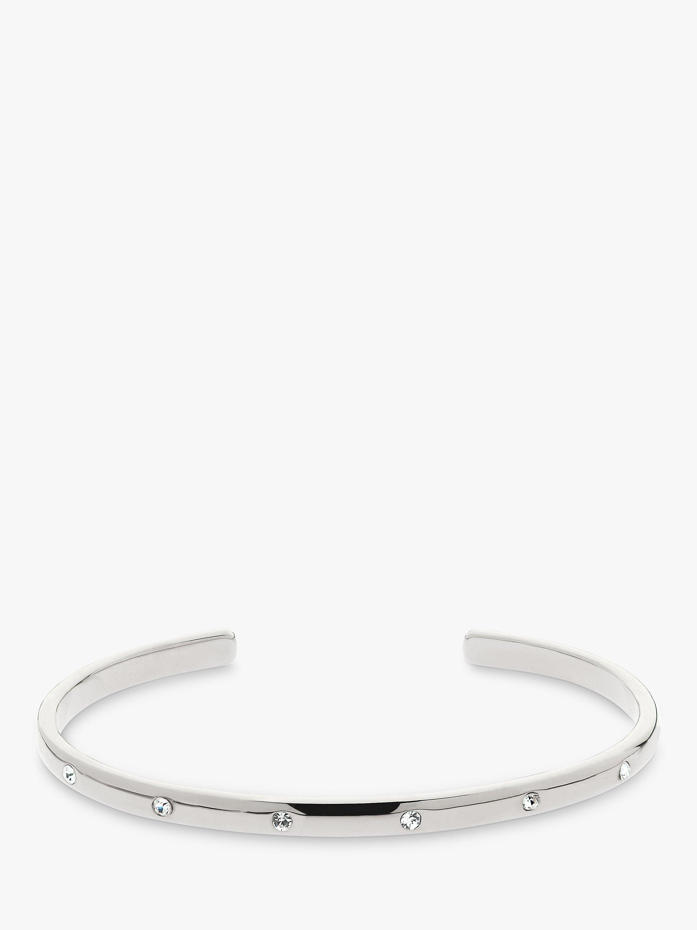 Melissa Odabash Glass Crystal Open Cuff, Silver