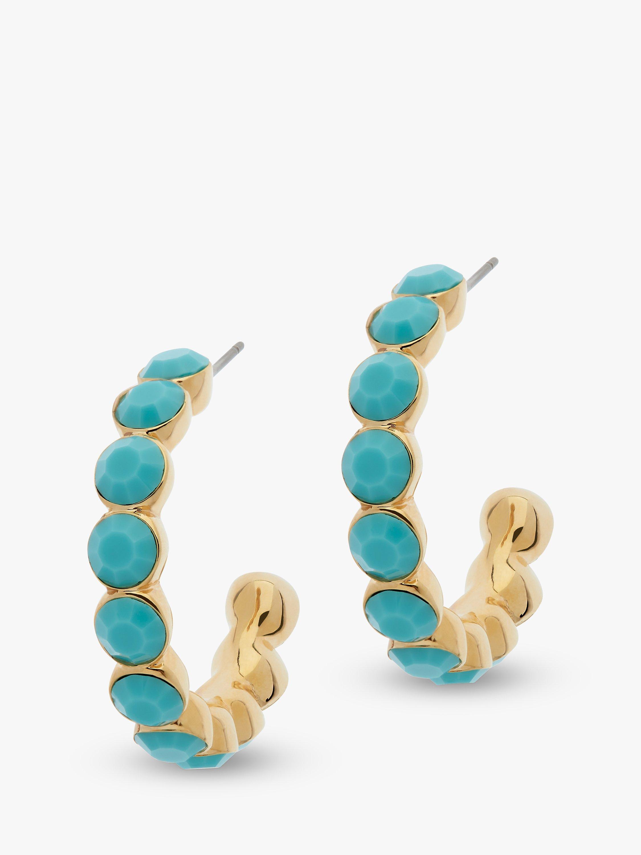Product image 1 of 2, which shows Melissa Odabash Turquoise Hoop Earrings, Gold/Blue