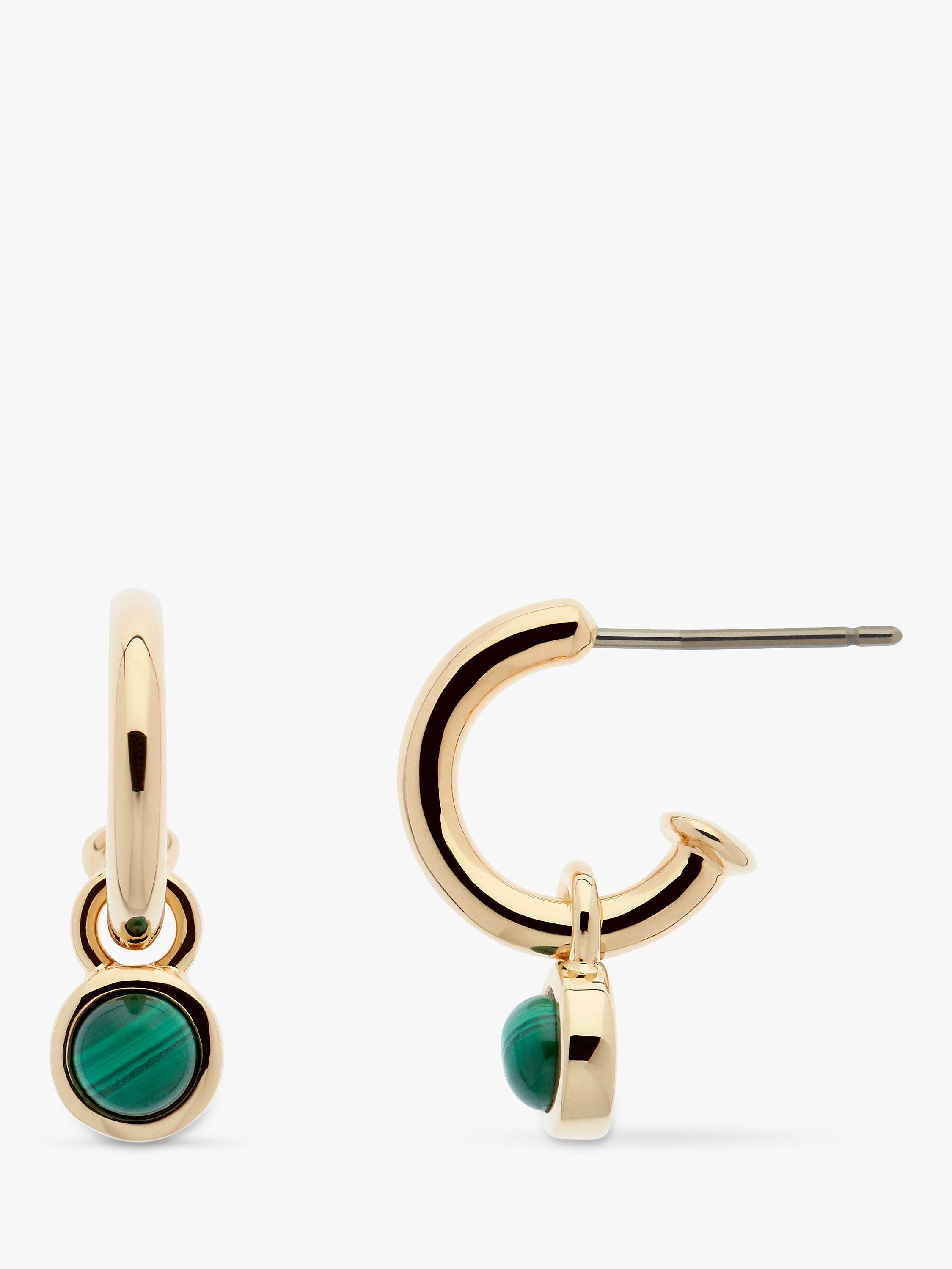 Product image 1 of 2, which shows Melissa Odabash Malachite Charm Hoop Earrings, Gold/Green