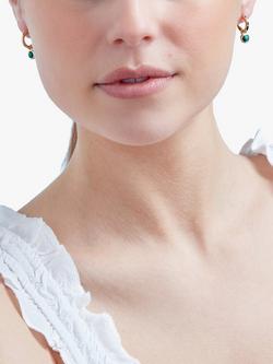 Melissa Odabash Malachite Charm Hoop Earrings, Gold/Green - view 2, Gold/Green