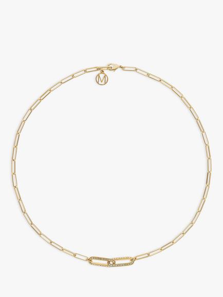 Melissa Odabash Austrian Crystal Paperclip Chain Collar Necklace, Gold, Gold