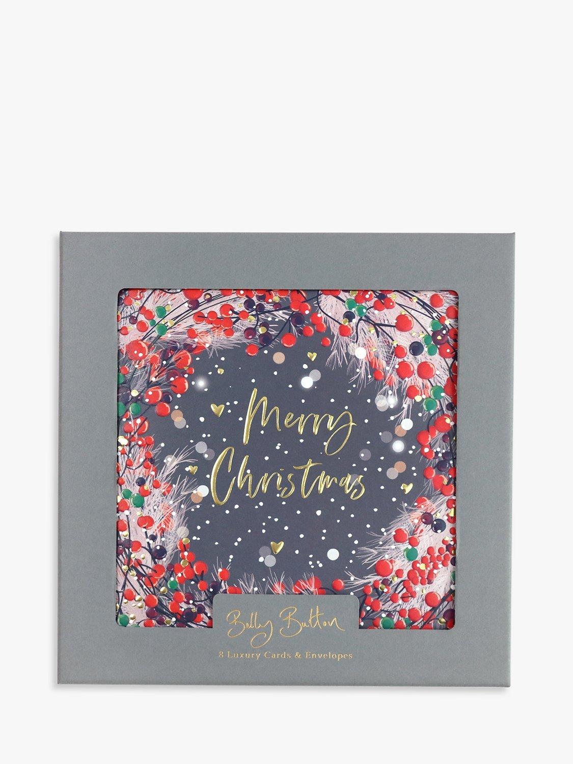 Belly Button Designs Modern Wreath Luxury Christmas Cards, Box of 8