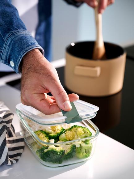 Mepal EasyClip Oven Safe Glass Storage Container, 1.5L, Nordic Sage - view 2, Nordic Sage