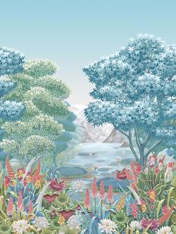 Osborne & Little Elysium Wallpaper Mural, Aqua W7810-02